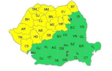 Cod galben de furtuni in 17 judete ale tarii