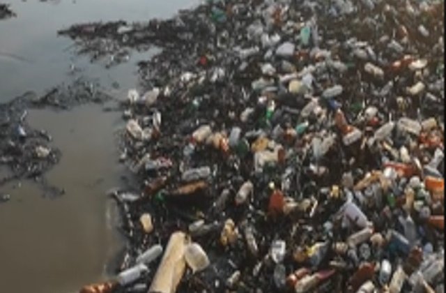 Tone de gunoaie pe Dunare, la Galati/ VIDEO