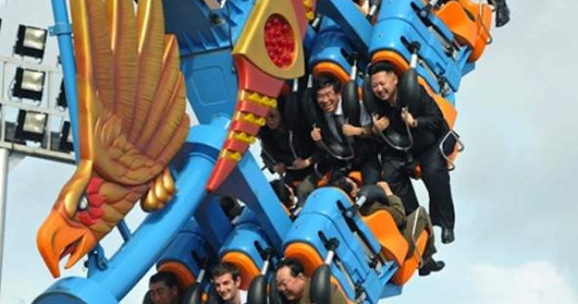 Kim Jong-un cu diplomatii, intr-un parc de distractii