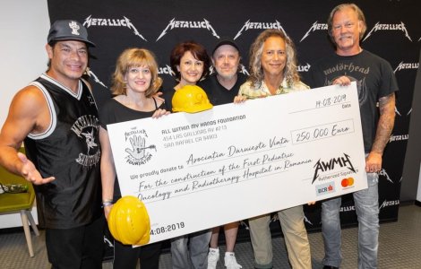 Trupa Metallica a donat 250.000 de euro pentru spitalul oncologic pentru copii, construit de "Daruieste viata"