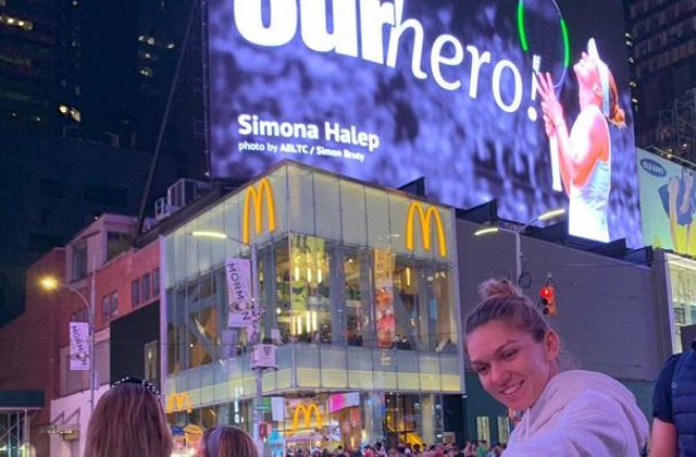 Un panou urias cu Simona Halep, amplasat in centrul New York-ului/ FOTO