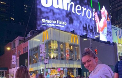 Un panou urias cu Simona Halep, amplasat in centrul New York-ului/ FOTO