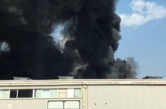Incendiu in nordul Capitalei. O hala arde in intregime/ VIDEO