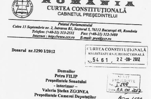 MOTIVAREA Curtii Constitutionale: Guvernul a trimis alte date in loc de cele cerute