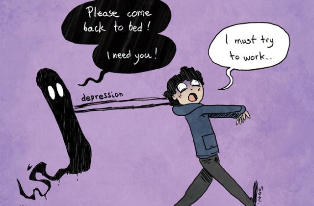 10+ ilustratii realiste care arata modul in care depresia si anxietatea ne afecteaza in viata de zi cu zi