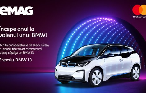 Black Friday 2019: Clientii care achita online pentru o comanda la eMAG cu Mastercard sau Maestro pot castiga un BMW I3