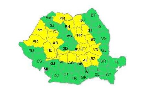 Codul galben de precipitatii, extins in 23 de judete
