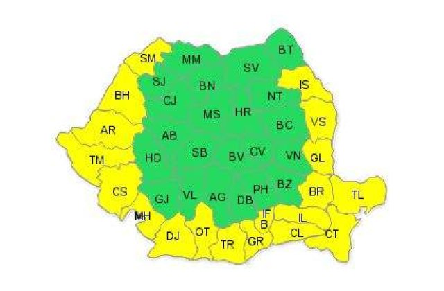 Cod galben de canicula in vestul, sudul si estul tarii