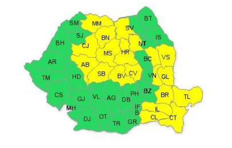 Cod galben de canicula in Baragan, sudul Moldovei si Dobrogea