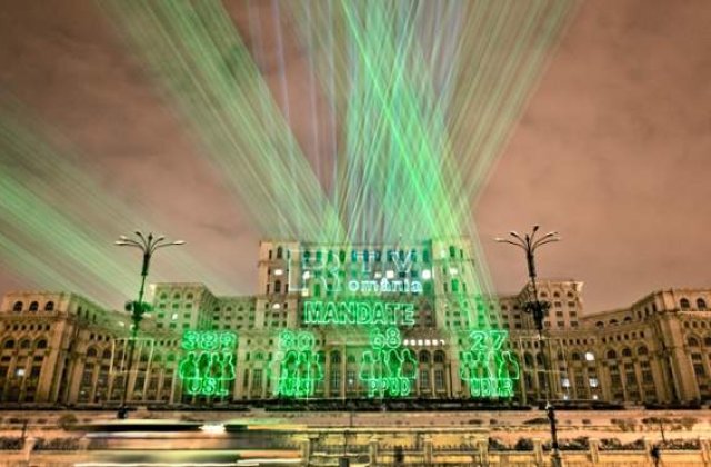 O imagine cu Casa Poporului dupa alegeri, laudata de The Guardian