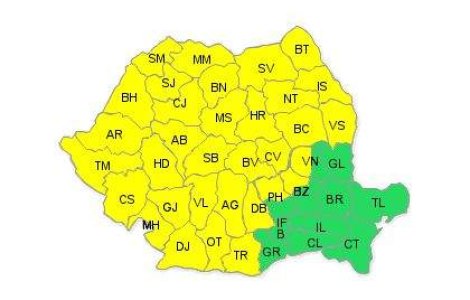 Cod galben de ploi si vijelii in aproape toata tara