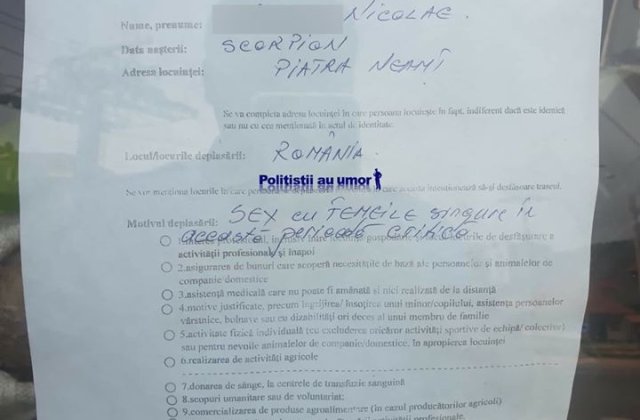 Motivul deplasării: „Sex cu toate femeile singure în această perioada”. Cum au reacționat autoritățile