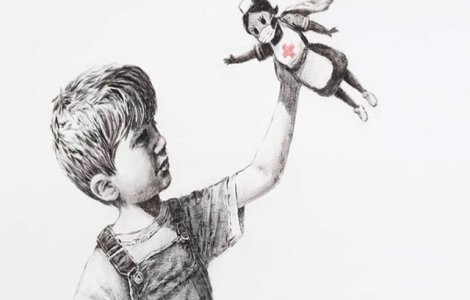 Graffiti emoționant realizat de Banksy în cinstea medicilor supereroi
