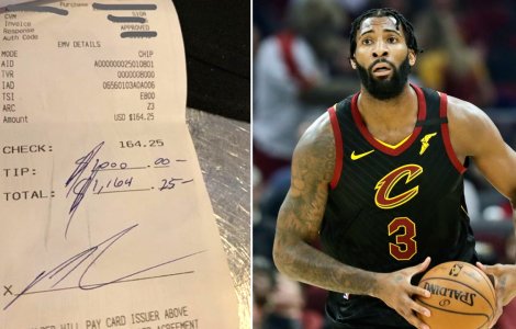 Sportivul care a lăsat un bacșiș de 1.000 de dolari pe o notă de 6 ori mai mică