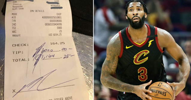Sportivul care a lăsat un bacșiș de 1.000 de dolari pe o notă de 6 ori mai mică