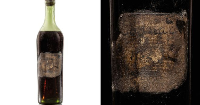 O sticlă de coniac din 1762 a fost vândută la licitație pentru o sumă record