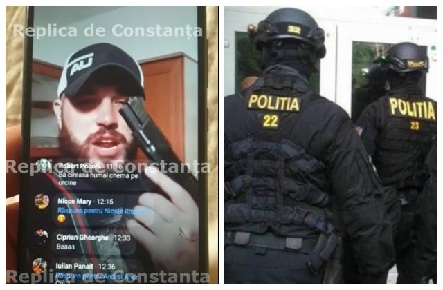 Filat de DIICOT, făcea live cu pistolul pe Facebook: ”Trag după Poliție!”