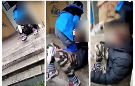 Băiat bătut cu bestialitate de doi adolescenți, în timp ce al treilea filma