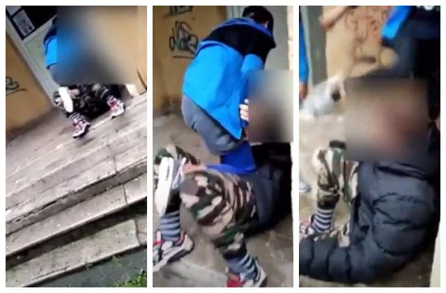 VIDEO Băiat bătut cu bestialitate de doi adolescenți, în timp ce al treilea filma
