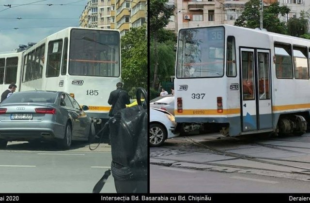 Infrastructura Capitalei - un DEZASTRU! Un alt tramvai a deraiat în intersecția de la Diham