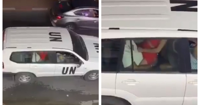 VIDEO Două persoane surprinse făcând sex într-o mașină oficială ONU