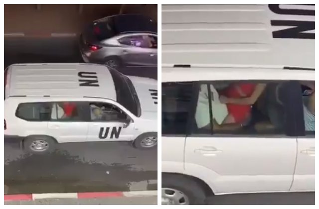 VIDEO Două persoane surprinse făcând sex într-o mașină oficială ONU