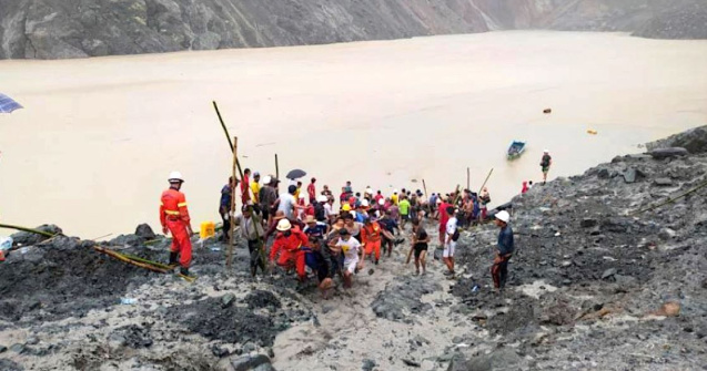 162 de morți într-o mină de jad, în urma unei alunecări de teren în Myanmar