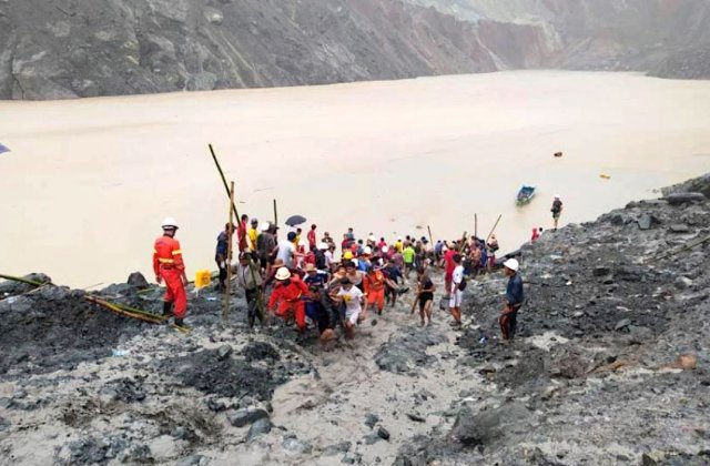 162 de morți &icirc;ntr-o mină de jad, &icirc;n urma unei alunecări de teren &icirc;n Myanmar