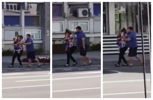 Caz șocant în Bacău! Un preot a fost filmat în timp ce își bătea soția pe stradă