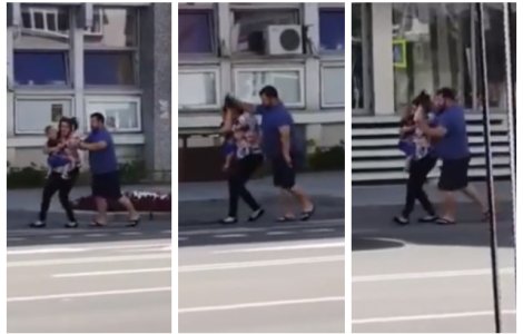 Caz șocant în Bacău! Un preot a fost filmat în timp ce își bătea soția pe stradă