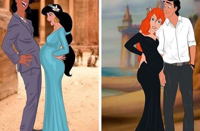 FOTO Cum ar fi arătat prințesele Disney dacă ar fi rămas &icirc;nsărcinate