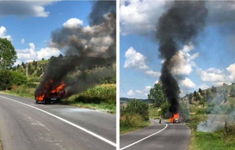 FOTO A vrut să dea foc vegetației, dar flăcările i-au cuprins și autoturismul