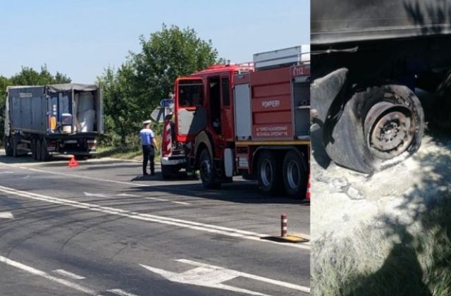 Roata unui TIR încărcat cu 24 tone de azotat de amoniu a explodat în Timiş
