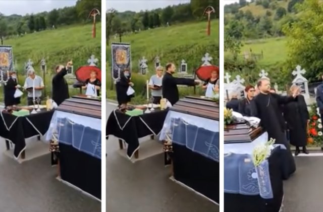 VIDEO &Icirc;nmorm&acirc;ntare cu scandal la Cluj! Un preot a certat familia &icirc;ndoliată pentru că nu a plătit locul de veci
