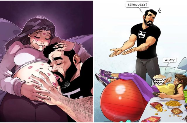 Sarcina, prin ochii unui artist: 10 ilustrații care surprind momente emoționante, dar și amuzante