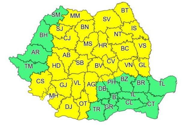 Vești proaste de la meteorologi! Cod galben de instabilitate atmosferică &icirc;n 29 de județe