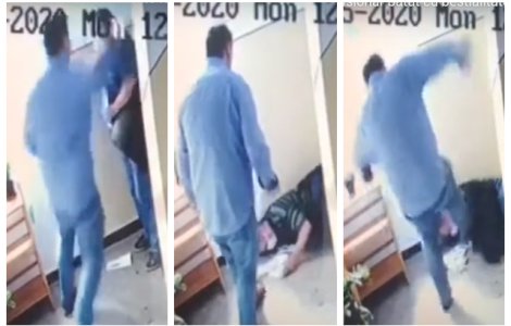 VIDEO Un curier din Cluj a fost bătut în scara blocului de un client nervos