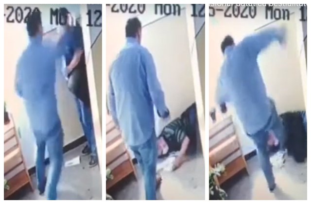 VIDEO Un curier din Cluj a fost bătut în scara blocului de un client nervos