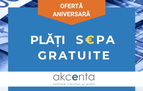 AKCENTA oferă plăți SEPA gratuite cu ocazia aniversării a 6 ani în România