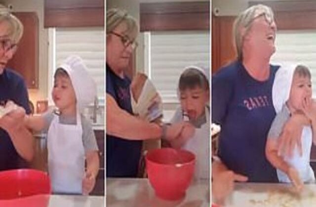 Cel mai dulce clip. Cum își "ajută" acest băiețel pofticios bunica în bucătărie