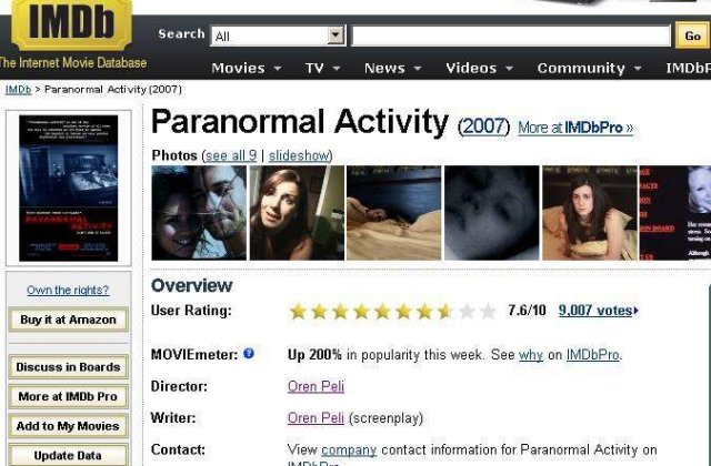 "Paranormal Activity", noul lider al incasarilor din SUA