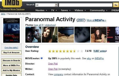 "Paranormal Activity", noul lider al incasarilor din SUA