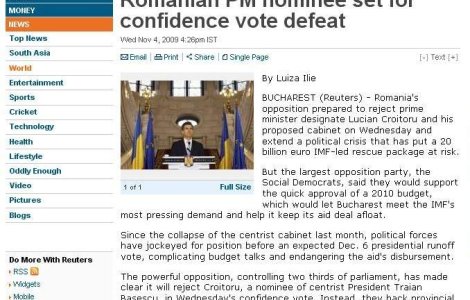 Presa internationala: Decizia Parlamentului roman de a respinge guvernul amana rezolvarea crizei