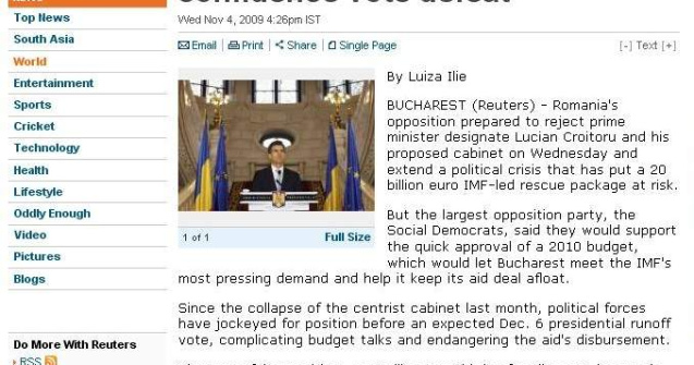 Presa internationala: Decizia Parlamentului roman de a respinge guvernul amana rezolvarea crizei