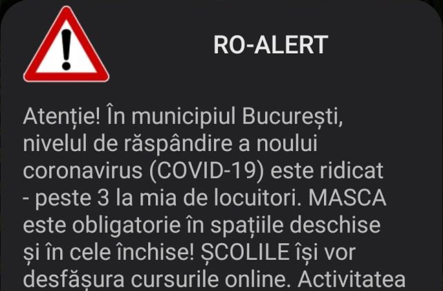 Mesaj RO ALERT pentru bucureșteni, după creșterea ratei de infectare