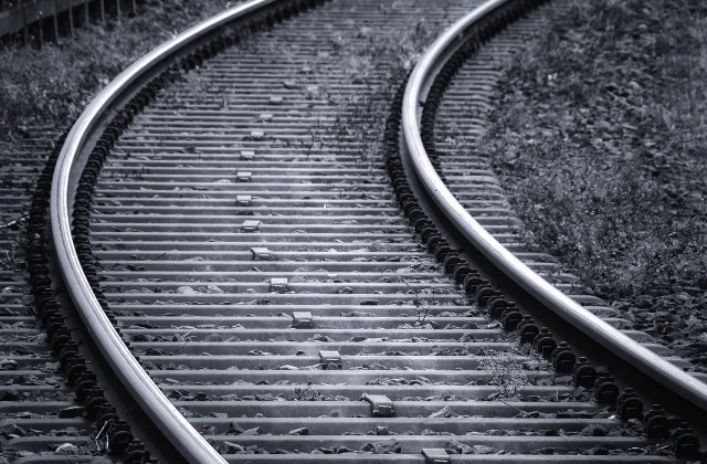 FOTO Un tren a rămas suspendat în sculptura unei cozi de balenă!