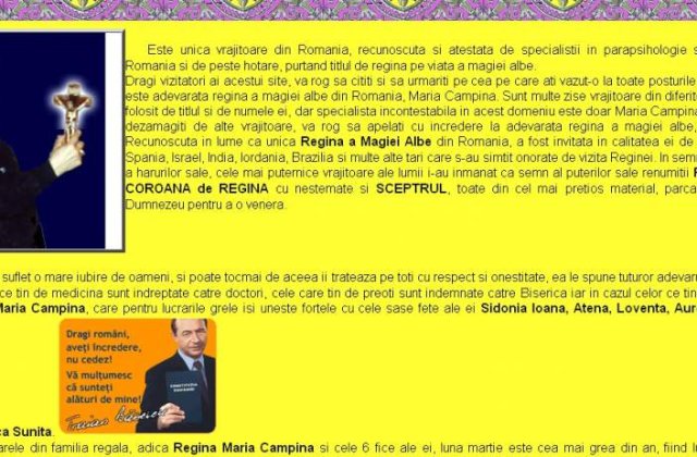 Vrajitoarea Maria Campina, agent electoral pentru Basescu