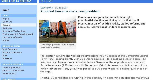 Deutsche Welle: Tulburata Romanie isi alege noul presedinte