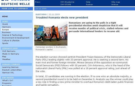 Deutsche Welle: Tulburata Romanie isi alege noul presedinte
