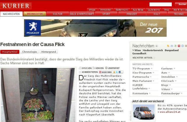 Infractori romani, arestati dupa ce au furat cadavrul unui miliardar din Austria si au cerut recompensa